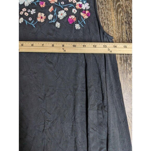 Loft Black Floral Embroidered Sleeveless Sundress XS - Picture 5 of 6